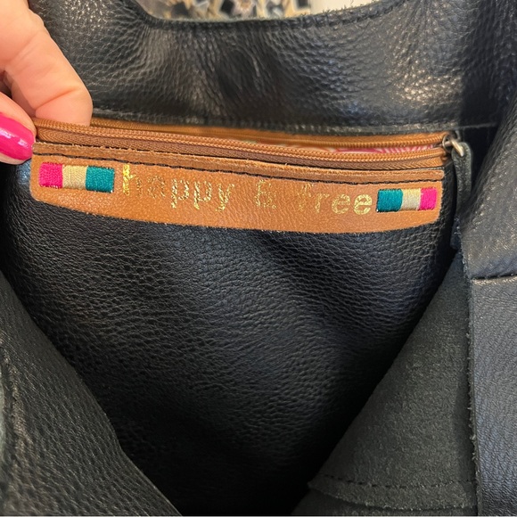 Happy & Free Black Genuine Leather Shoulder/Tote Bag + Medium Boho Dress - Picture 11 of 16